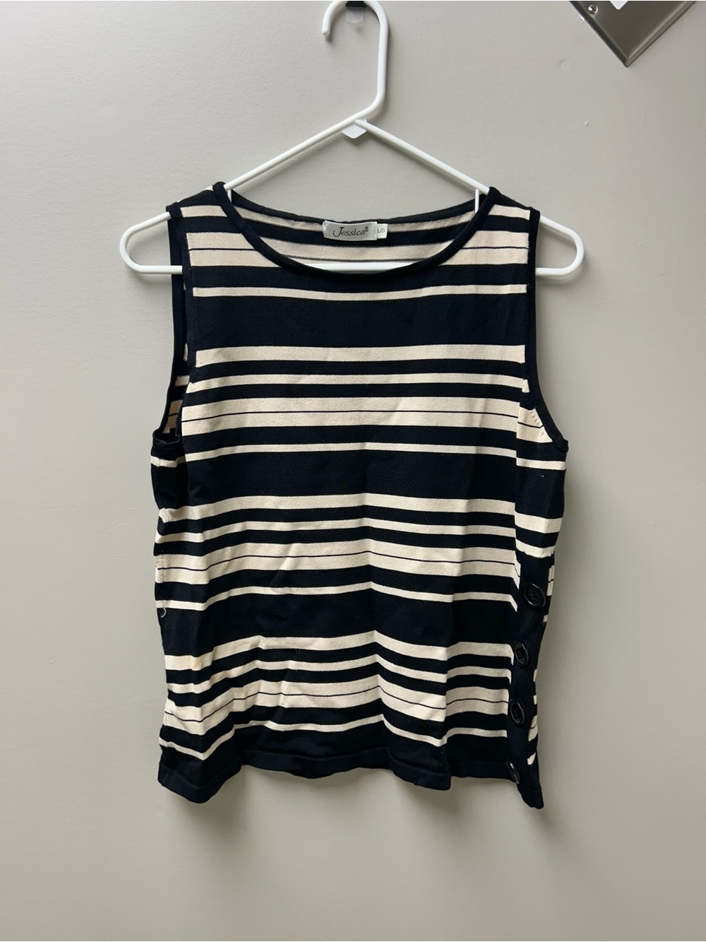 Jessica Women’s Black and Ivory Striped Tank Top